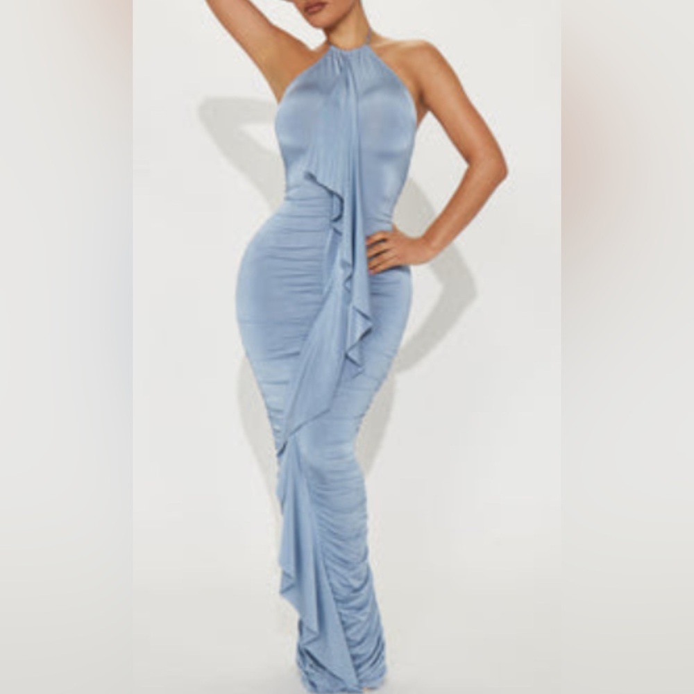 Fashion Nova One Shoulder Blue Dress
